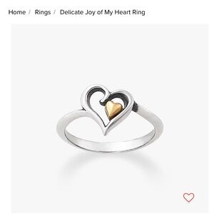 James Avery Silver Heart Ring with Gold Accent